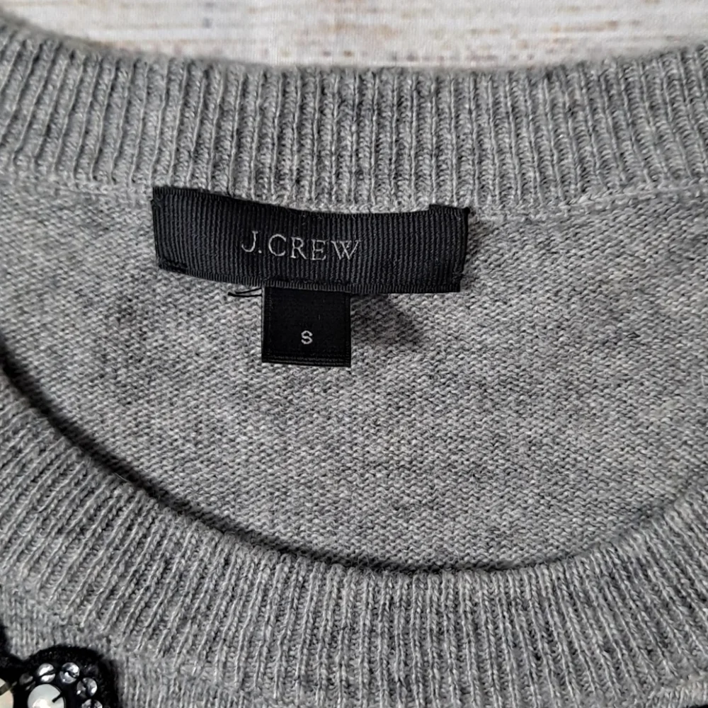 J. Crew Grey Wool Opal-Embellished Sweater